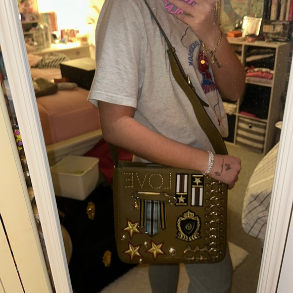 henri bendel Handbags - Henri bendel Green tan military shoulder bag crossbody